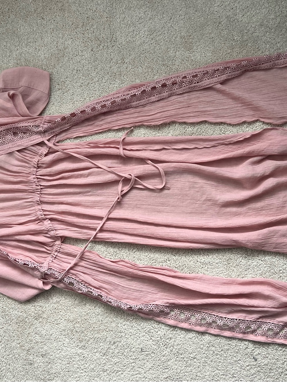 Love Tree Blush Pink Crochet Trim Kimono Duster Cardigan - Picture 10 of 10